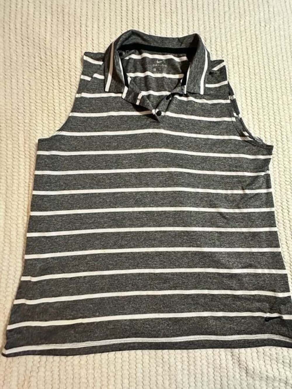 Nike Gray & White Striped Dri-FIT Sleeveless Top XL